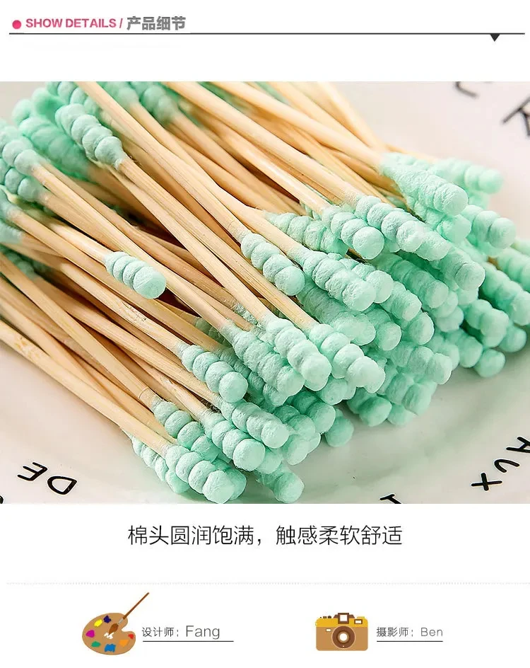 100Pcs Double Head Cotton Swab Sticks Female Makeup Remover Cotton Buds Tip For Medical Nose Ears Cleaning
