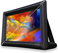 Customed 14/16/20/30ft Inflatable Portable Movie Screen Huge Cinema Projection Screen Rear for Outdoor Party Backyard Pool Fun
