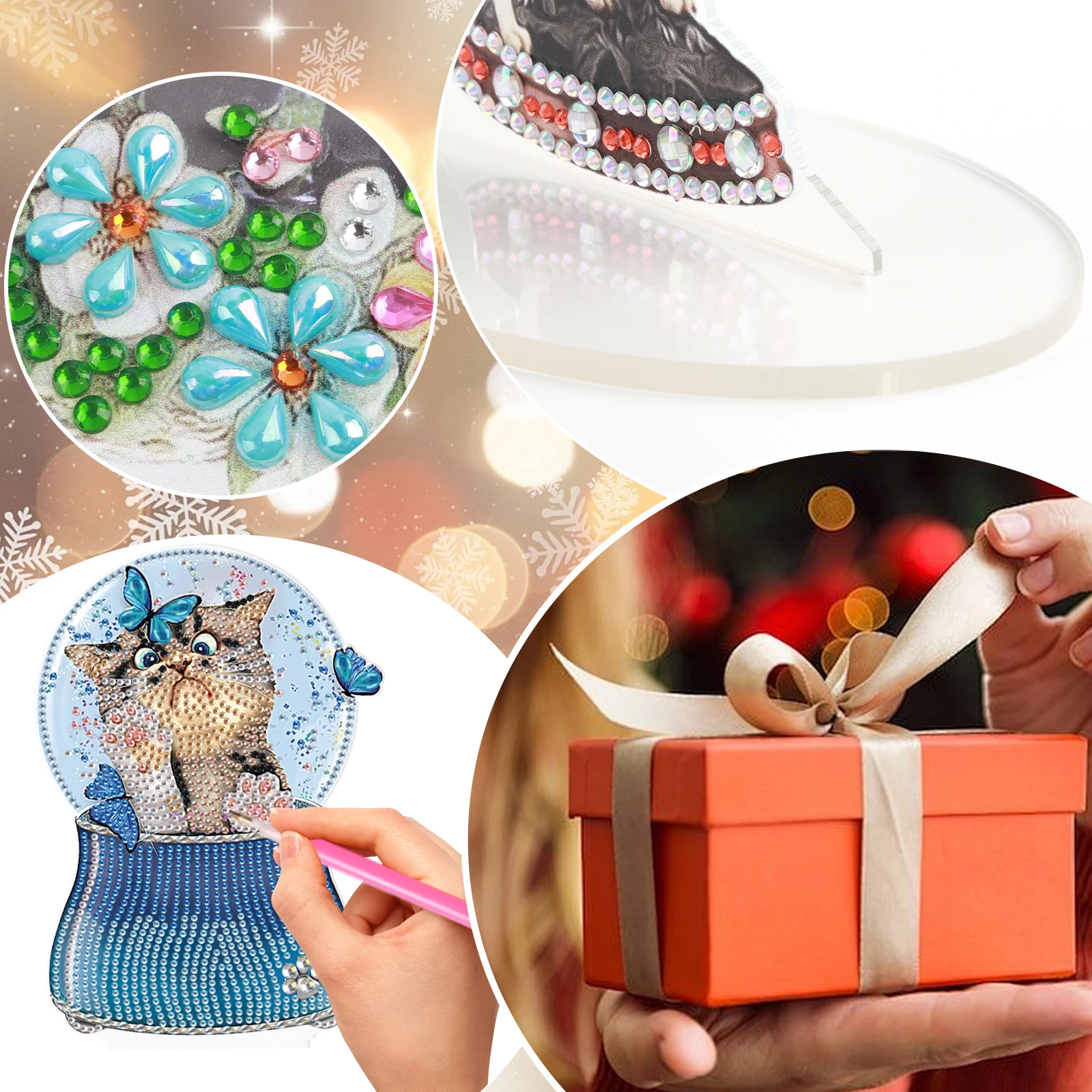 Kit de adorno de escritorio de arte de diamante para adultos, bola de cristal DIY, decoración de escritorio de arte de diamante de forma especial para regalos de oficina en casa