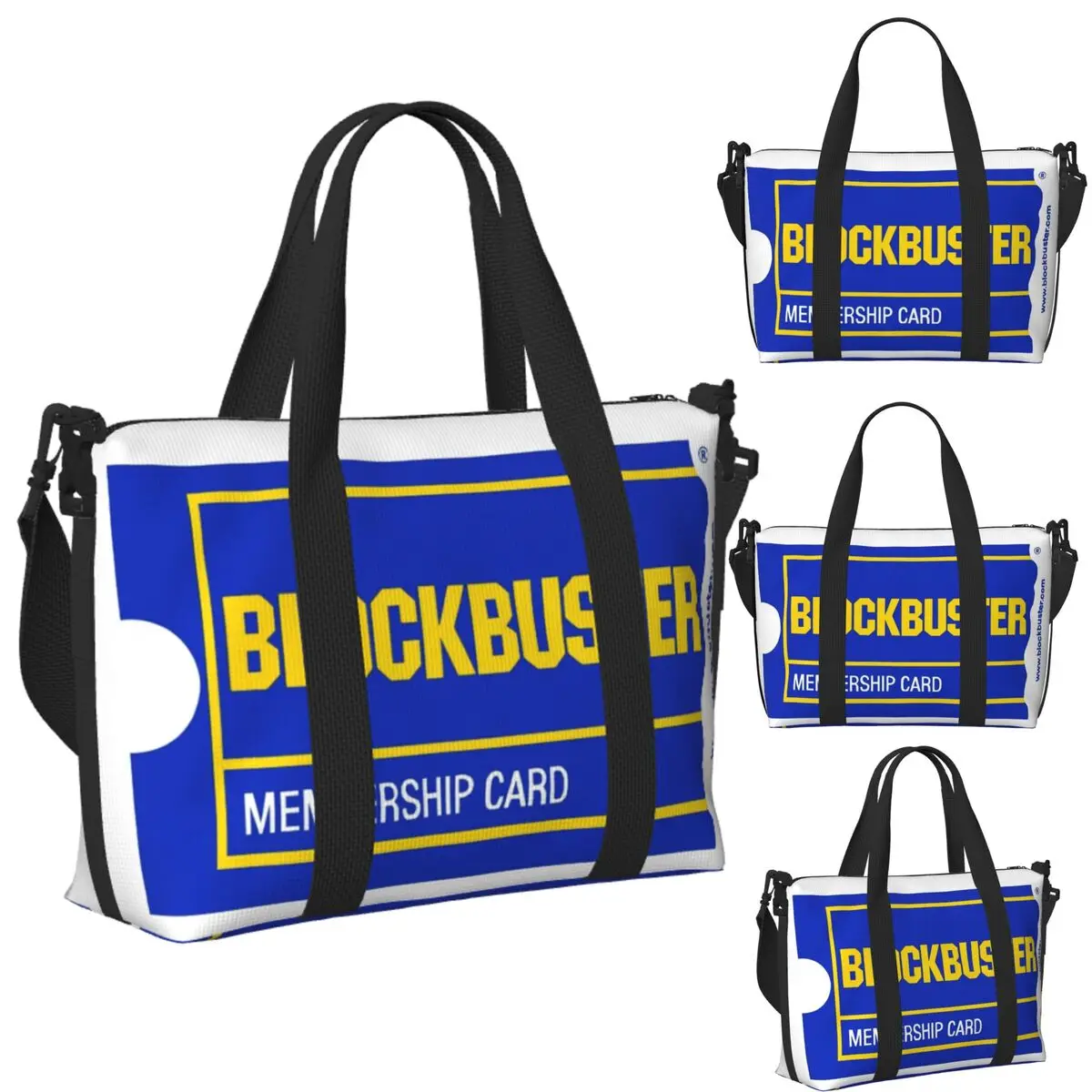 

Custom Blockbuster Membership Card Beach Travel Bag Large Capacity Tote Bags for Gym Sport Women Shopping Duffle Shoulder Bag