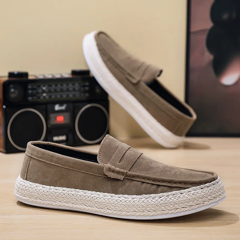 

espadrilles man designer suede loafers man fashion british style penny loafers man casual shoes alpargatas hombre