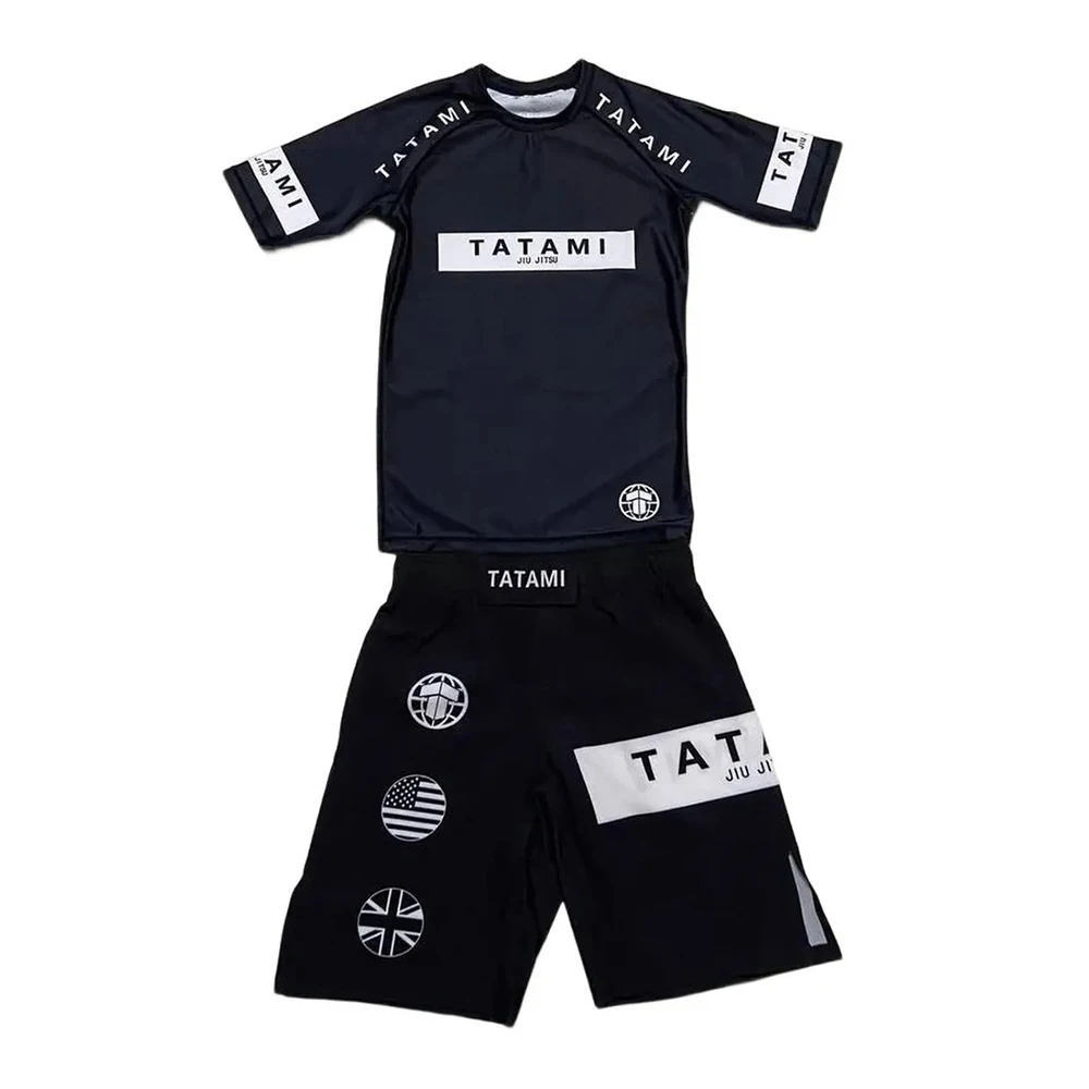Summer High Performance Adult Kids T-Shirt & Shorts Set Family Sports Casual Dry-Fit Set for MMA Jiu-Jitsu Wrestling Training