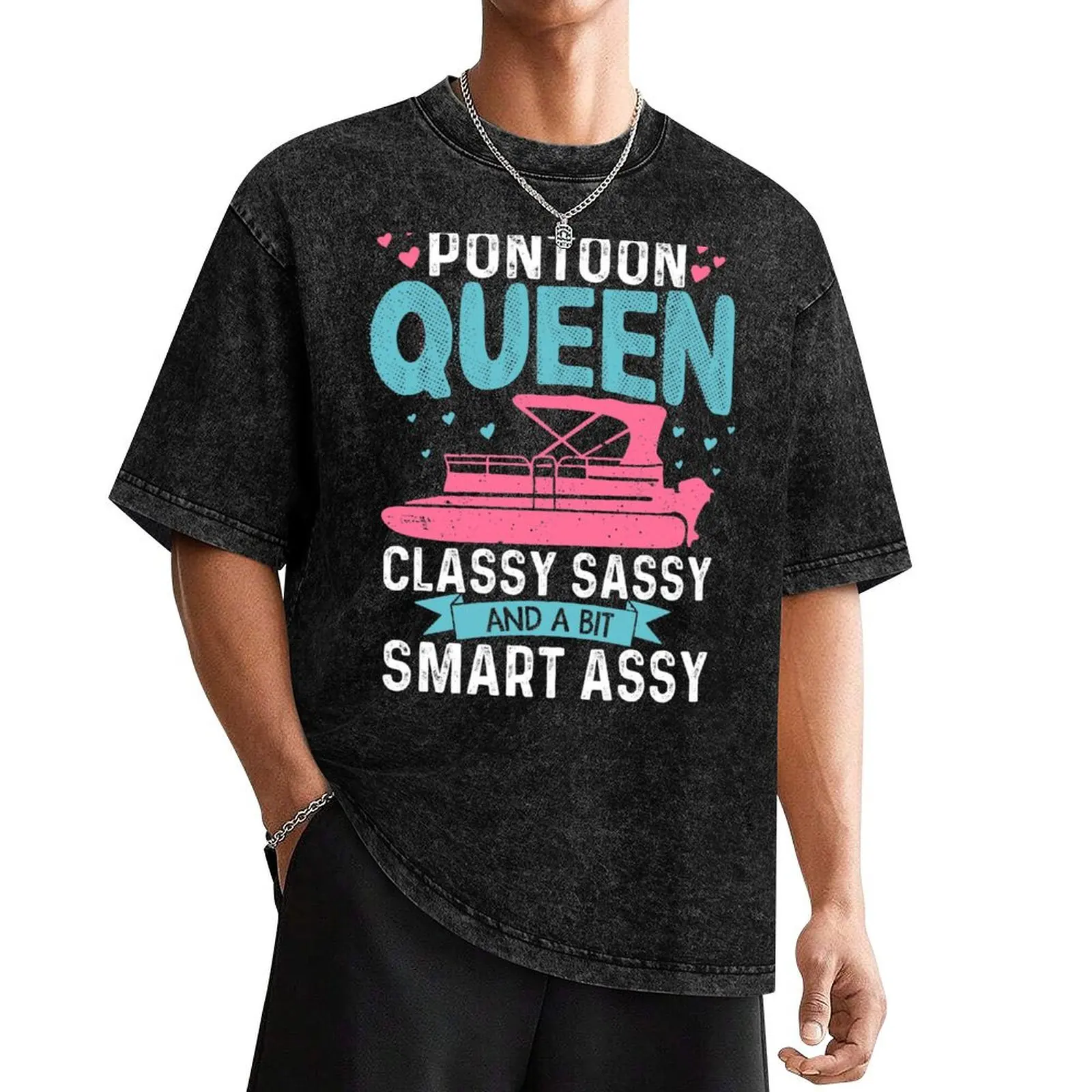 Pontoon Queen Classy Sassy and A Bit Smart Assy Funny Pontooning Gift for Women T-Shirt tees vintage anime shirt Men's clothing