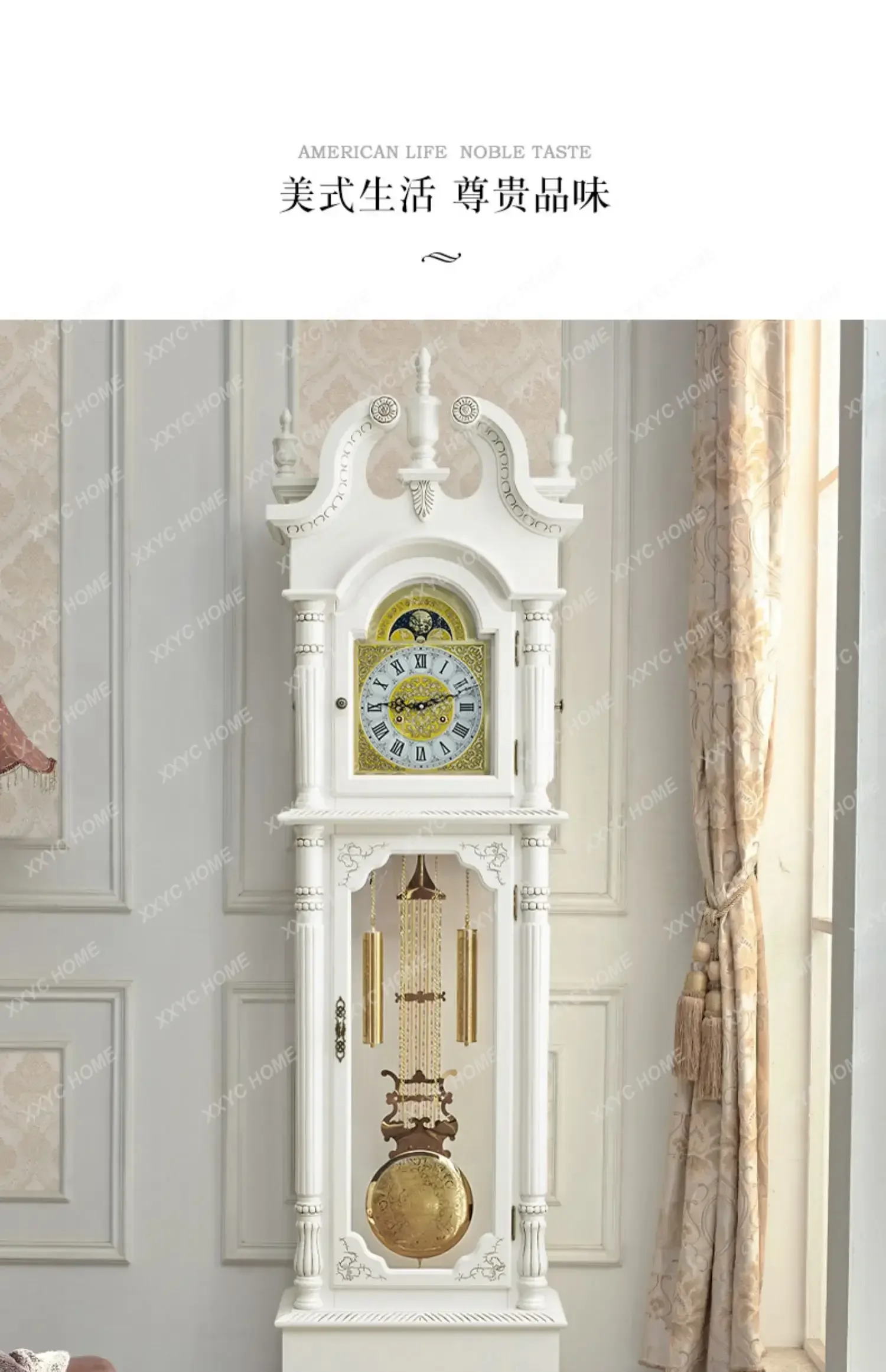 TT  floor clock living room Polaris mechanical pendulum clock Helmler white