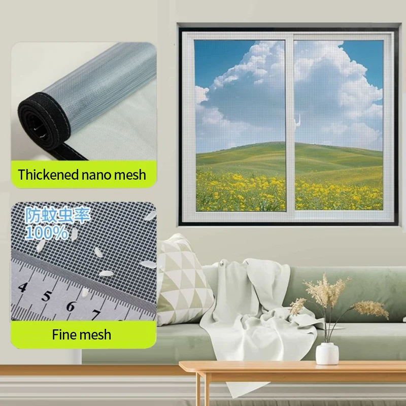 

Self-adhesive and reusable mosquito nets for windows, anti-mosquito window screens, tulle, customizable in summer washable mesh