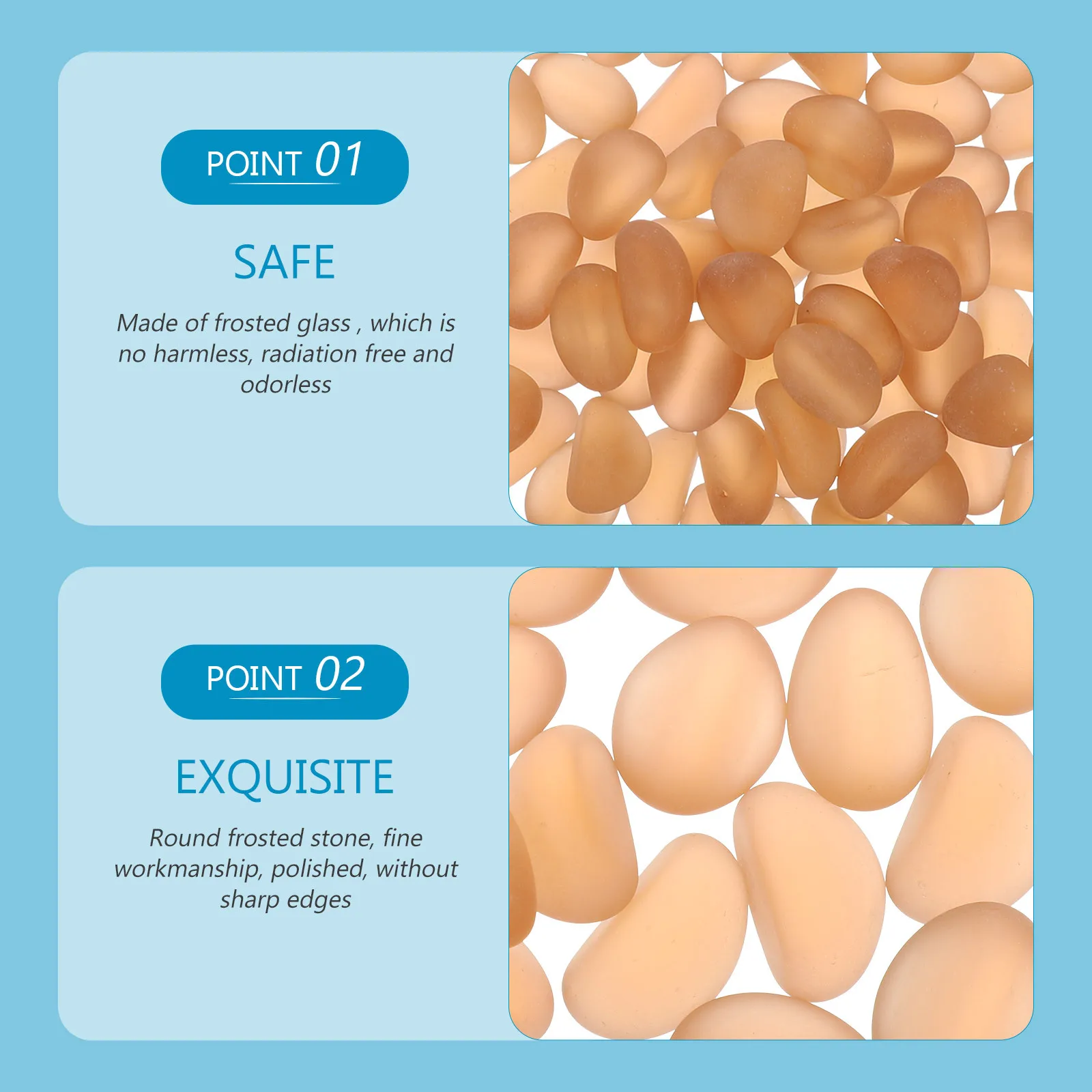 

2 Bags Fish Tank Glass Frosted Decorative Stones Aquarium Landscape Stone Ornaments Fish Tank Potted Plant Stone