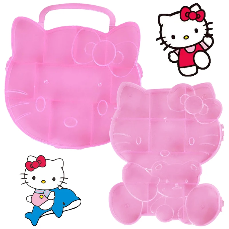 Kawaii Hello Kitty Kids Storage Beads Box Cartoon Jewelry Storage Box Organizer Holder Plum Blossom Love Shape Container