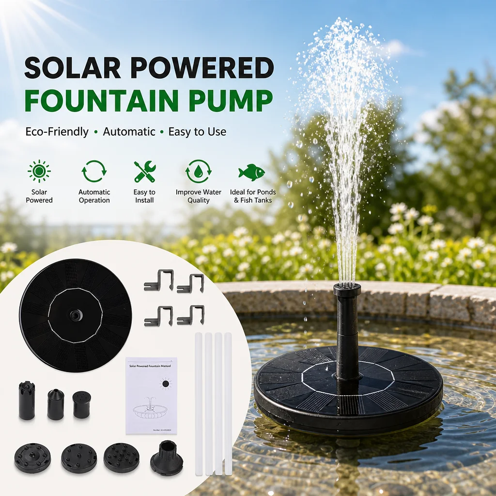Solar Fountain Pump DC 7V 150L/h Floating Solar Water Pump 1.4W for Pond Garden Fish Tank Outdoor Water Feature Aerator