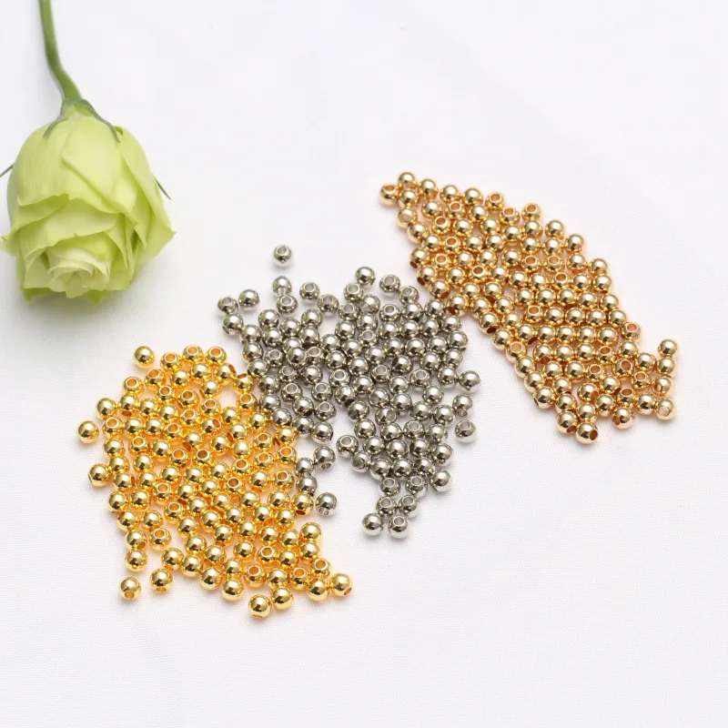 

50pcs Smooth Copper Beads Color-retaining For DIY Handmade Necklace Bracelet Spacer Beads Jewelry Accessory Loose Bead Materials