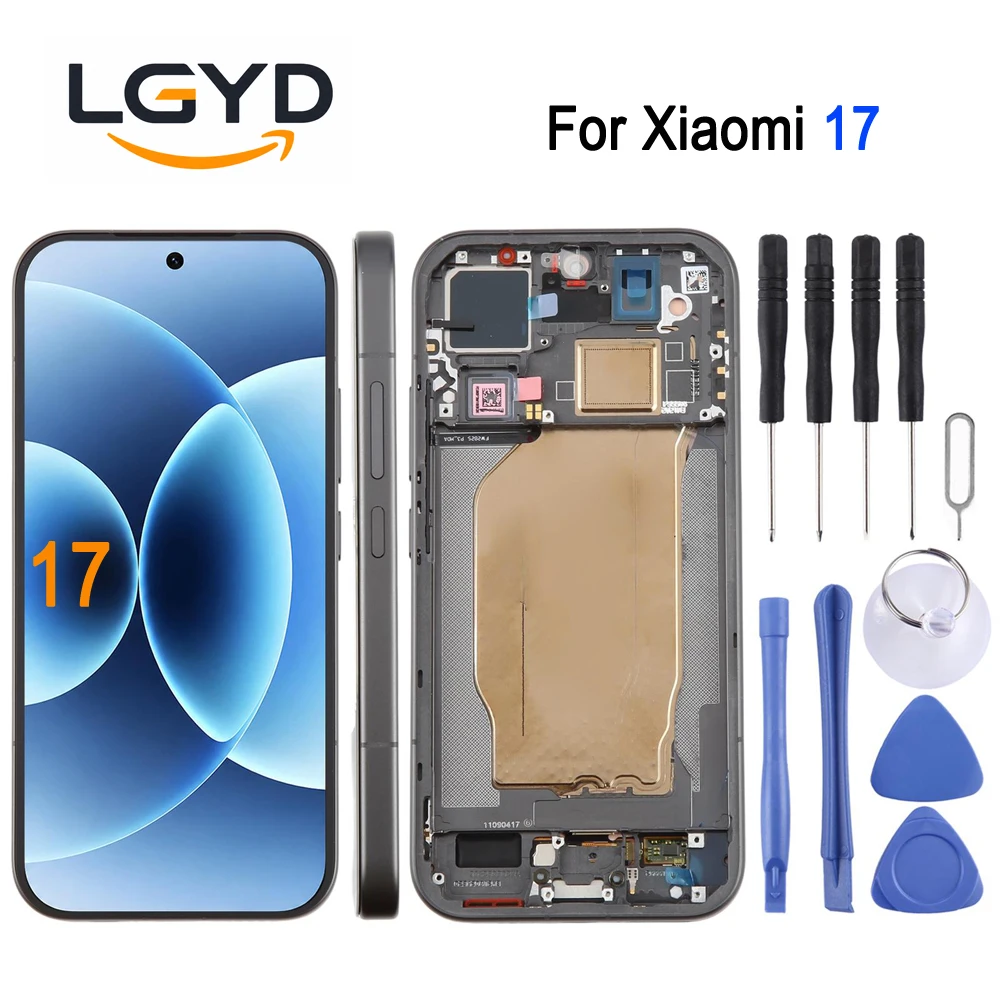 6.3-inch 120Hz OLED Screen with Frame For Xiaomi 17 5G, For Xiaomi 17 Phone Display Touch Screen Repair Replacement Spare Part