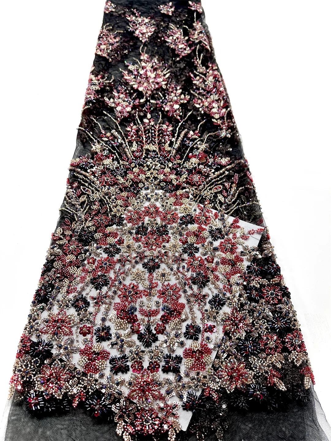 Kain Renda Afrika Mewah Berkualitas Tinggi dengan Payet dan Manik-manik untuk Pernikahan Nigeria Kain Renda Tulle Prancis 5 yard