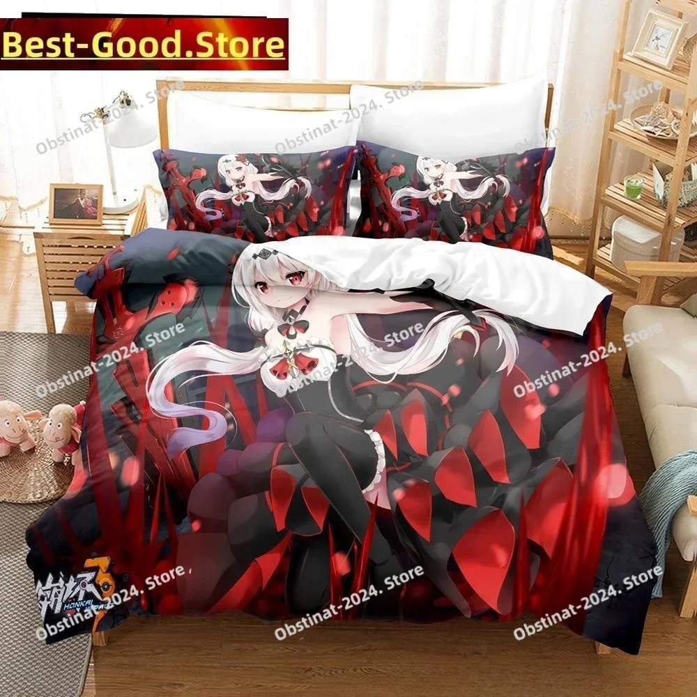 Game Honkai Impact 3 3D Print Comforter Bedding Set,Duvet Cover Bed Set Quilt Cover Pillowcase,King Queen Size Bedding Set Kid