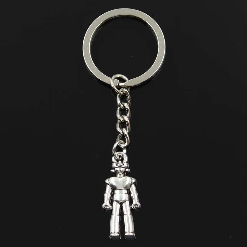 Fashion Keychain 31x13mm Mechanic Robot Silver Color Pendants DIY Men Jewelry Car Key Chain Ring Holder Souvenir For Gift