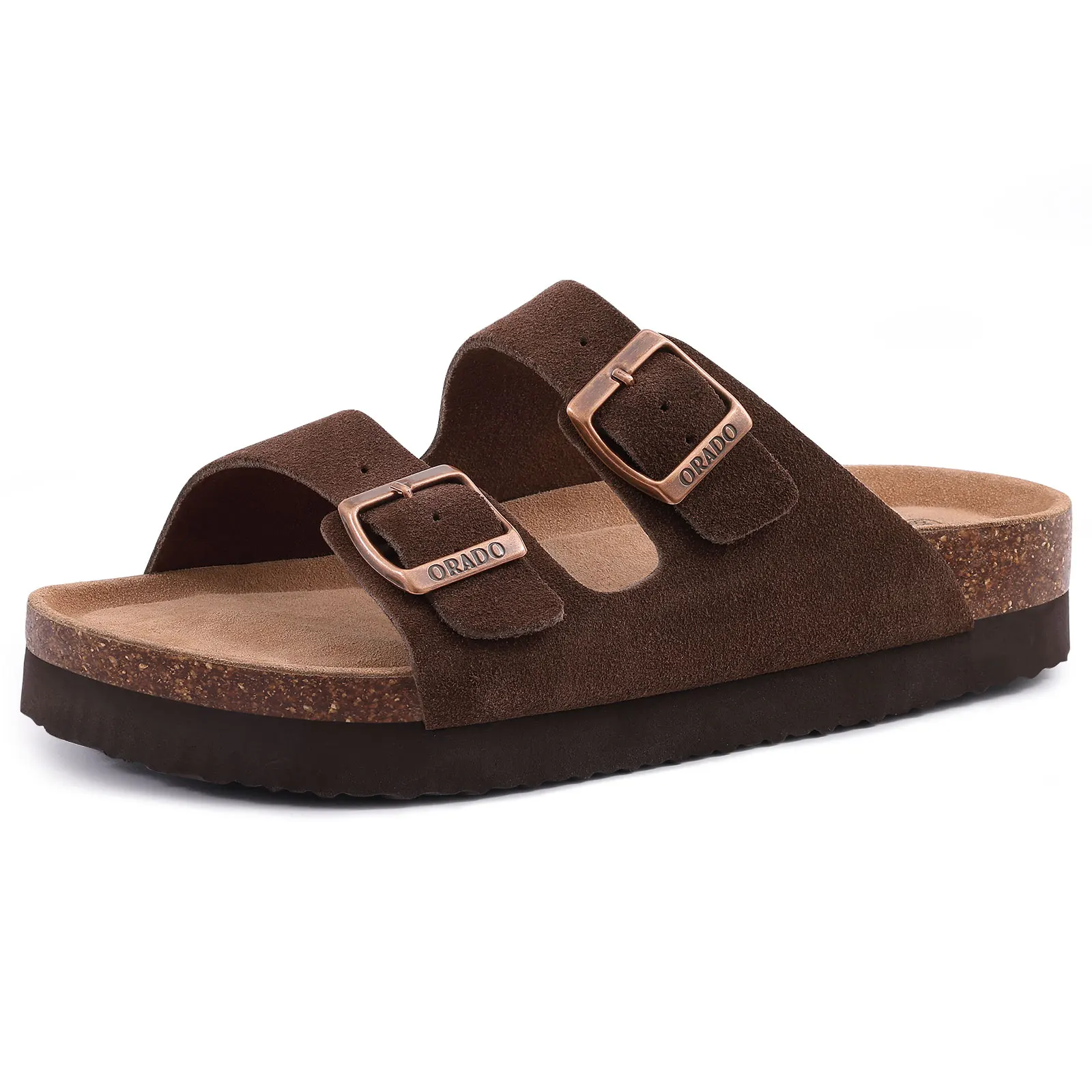 Kidmi New Men Sandals Men Double Buckle Sandals Cork Suede Men Slippers Outdoor Beach Slide Sandals Casual Soft Nonslip Sandals image 5