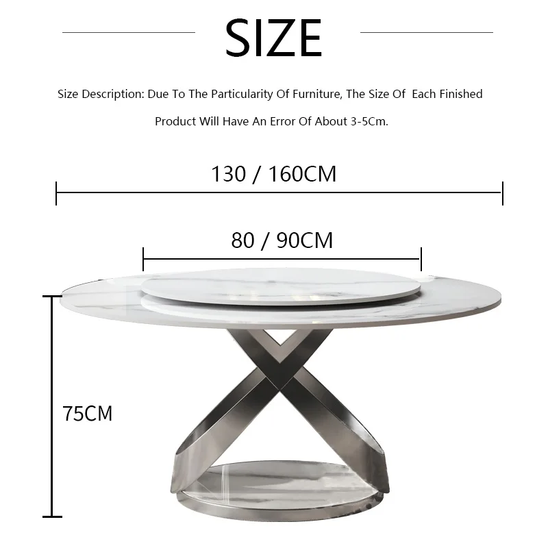 Table à manger ronde en marbre, table à manger simple et légère, table à manger en ardoise de luxe, table à manger domestique, table à manger ronde