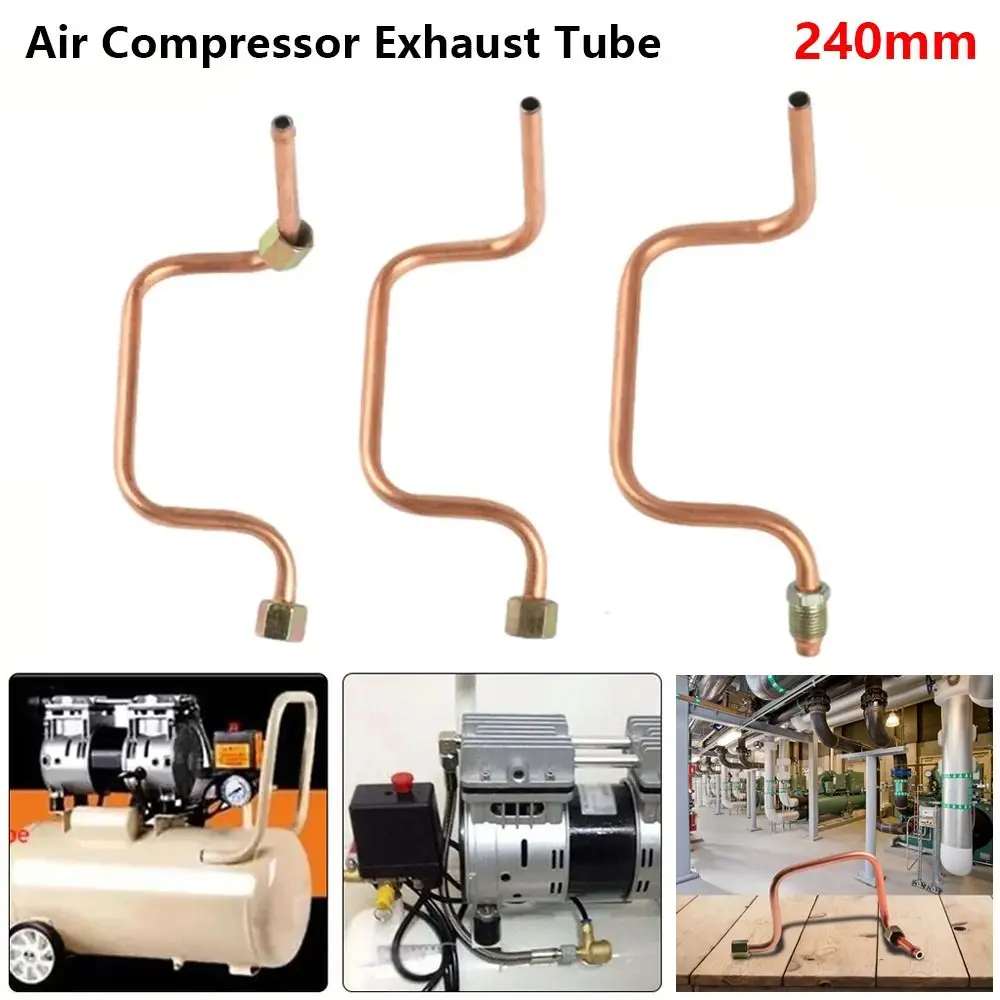 Durable 1Pcs 240mm Air Compressor Exhaust Tube Anti-overheating Smooth Operation Valve Tube Copper-plated aluminum Air Line Hose