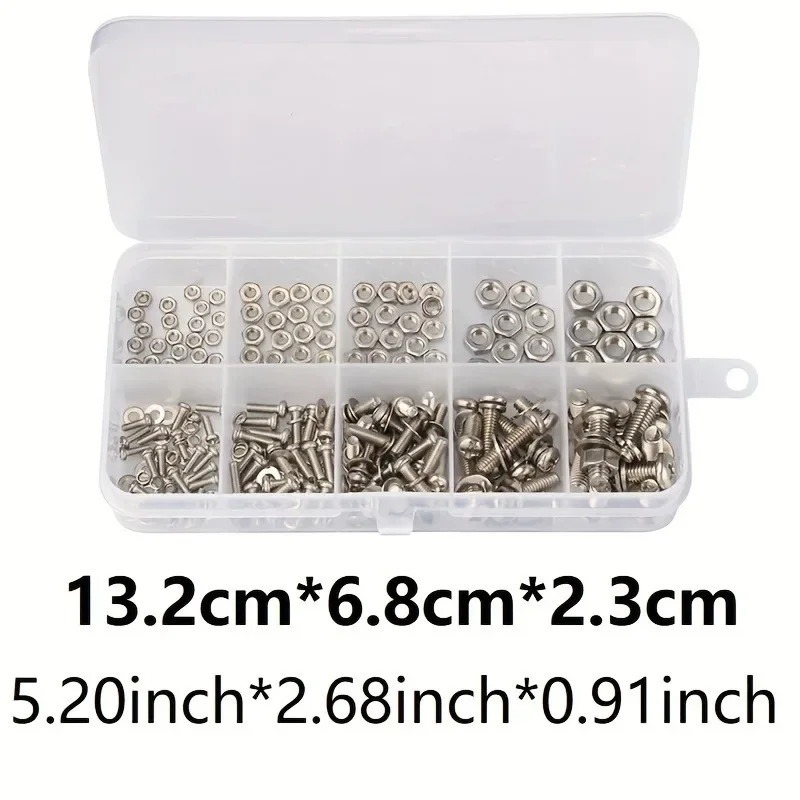 320 pz In Acciaio Inox SS304 Kit Vite Da M2 A M5 Dimensioni Metriche Vite A Brugola Dado Bullone Assortimento Kit Set Strumenti di Riparazione Domestica