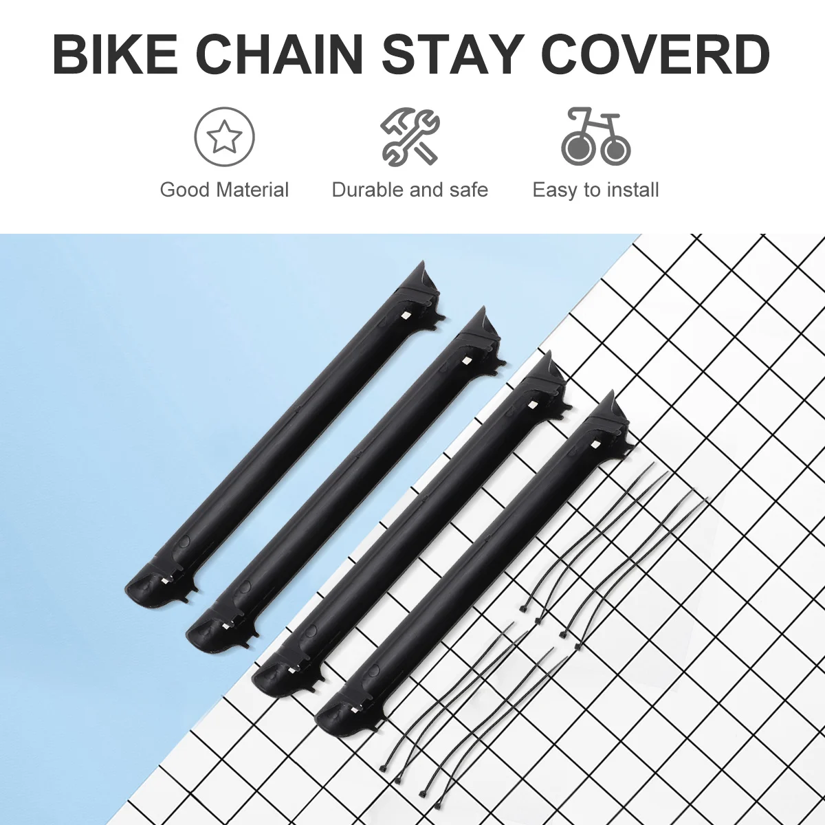 4 set Mountain Bike Chain Stay Protector Black Simple Durable Reusable Frame Guard For Road Foldable Bikes Bike Parts Cover