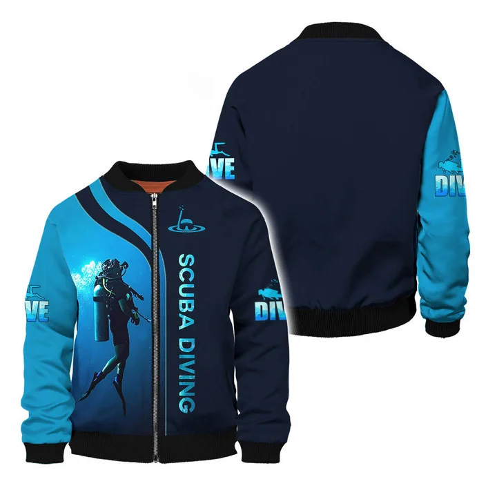 Full Print SCUBA Diving Jacket For Men Women Spring Autumn Long Sleeve Zip Jacket Coat Clothes Mens Plus Size Coat Ropa Hombre