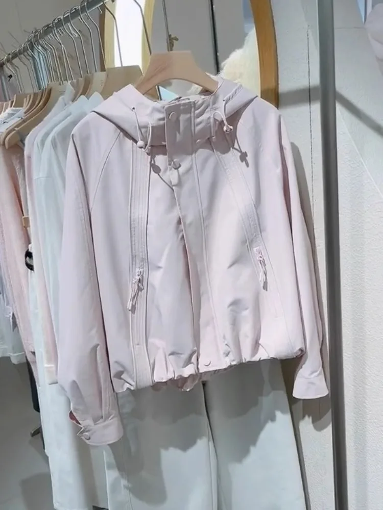 

Unique Pink Casual Early Autumn Jaet Women's Loose Korean Sle Small Size Fce Windbreaker Spring 2025 New Faion