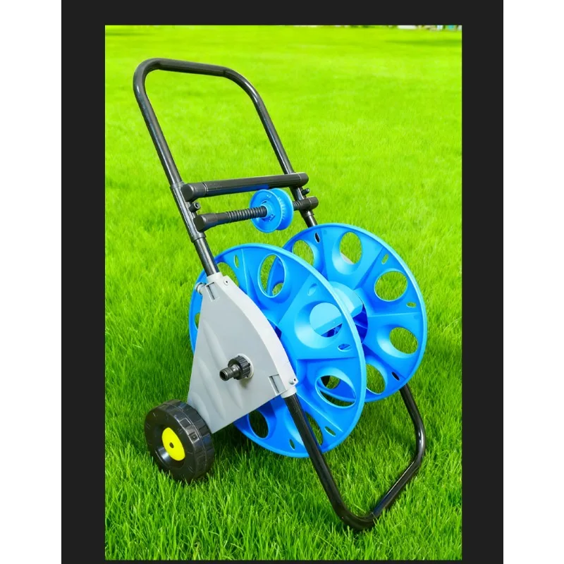 Blue Push Hose Reel Cart with Auto Layering for Garden Watering
