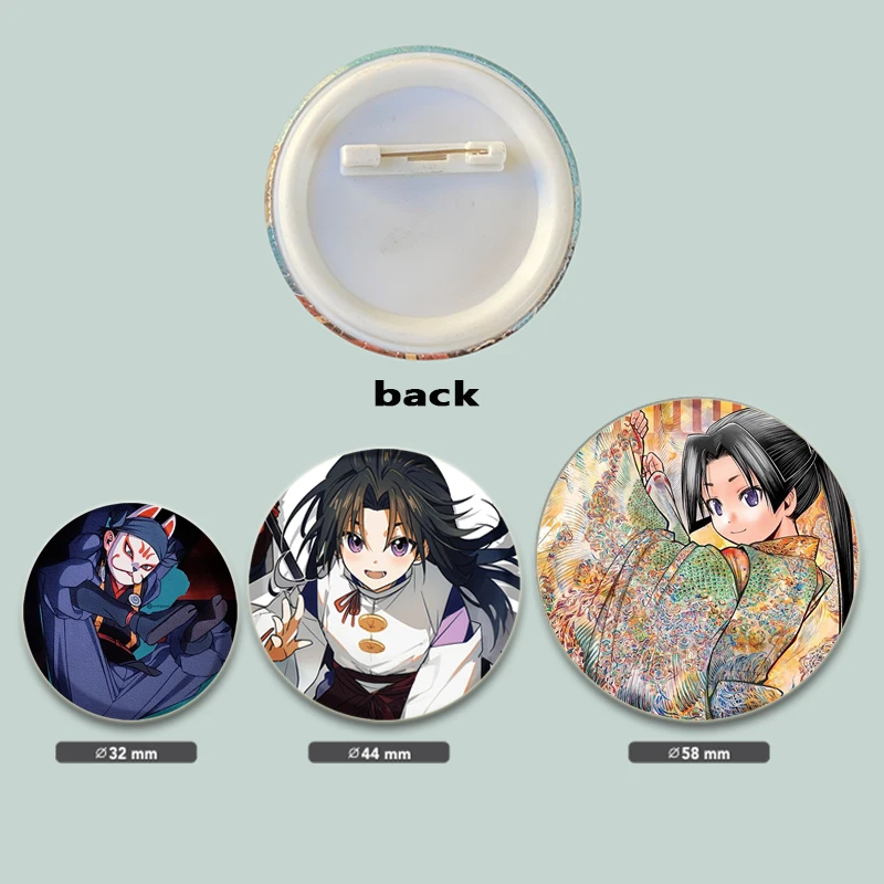 32/44/58 مللي متر أنيمي الساموراي الإبداعية دبابيس التلبيب المستديرة شخصية كرتونية مضحك شارة بروش مجوهرات اكسسوارات هدايا #5