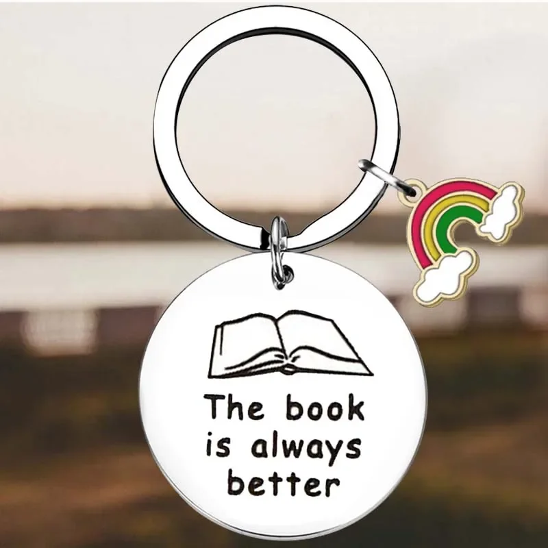 New Book Lover Key Chain Ring Literary keychains pendant Writers Author Student Librarian Gift