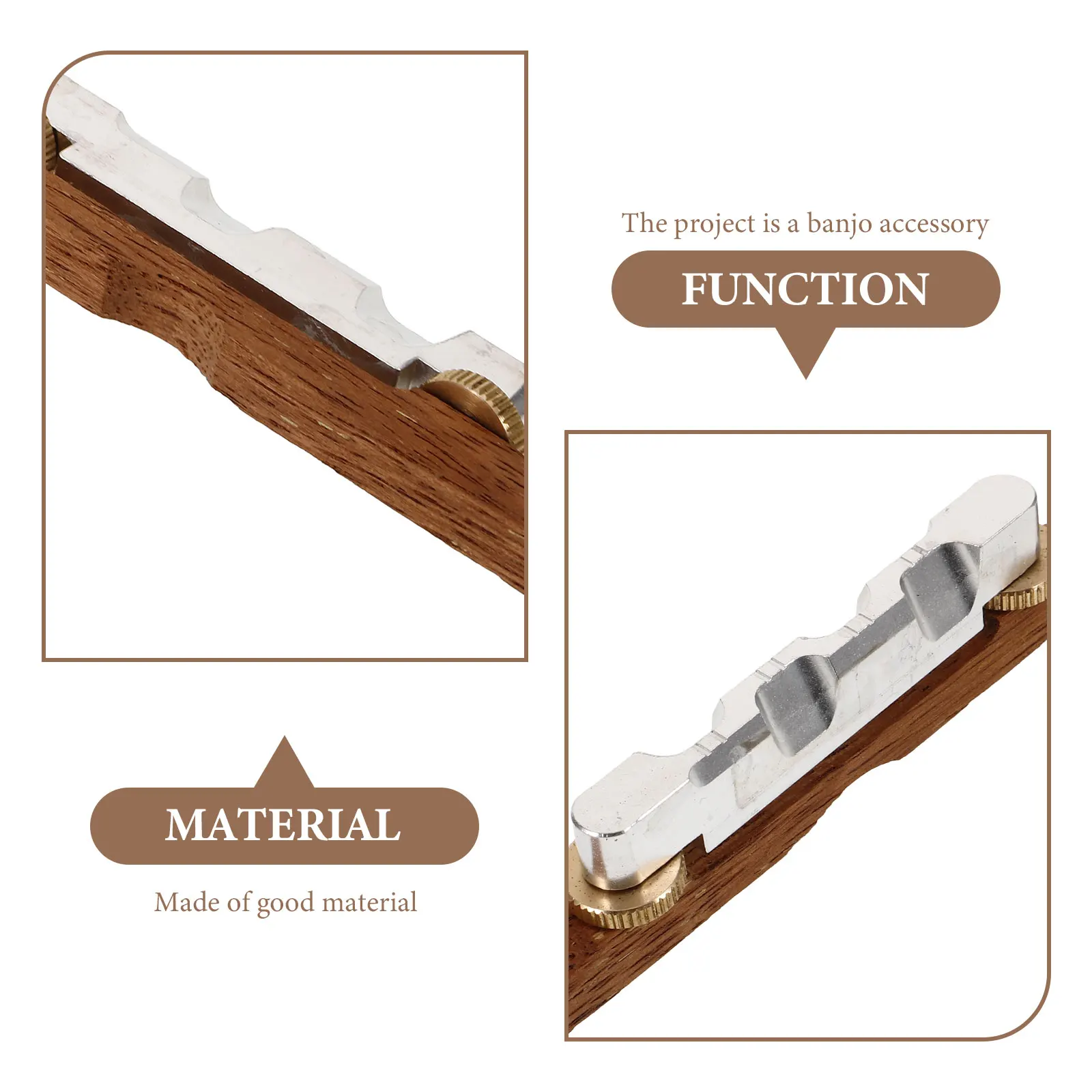 

Professional Banjo Bridge Tailpiece Piano for Replacement Coffee Metal Accessories