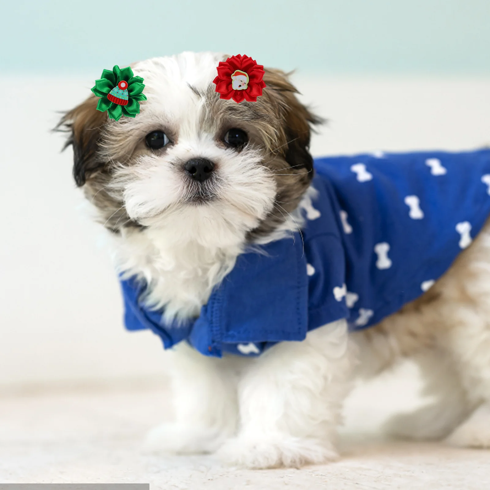 

30Pcs Pet Christmas Accessory Cute Flower Hair Ties for Dog Cat Puppy Soft Material Vibrant Colors Festival Wearable Ornaments
