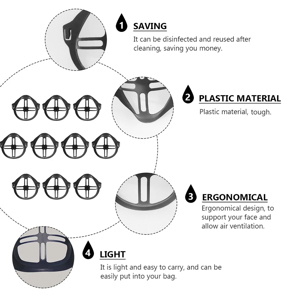 10Pcs Mask Inner Brackets Lipstick Protector Breathable Frame Anti Fog 3D Mask Holder Makeup Saver Face Inner Bracket