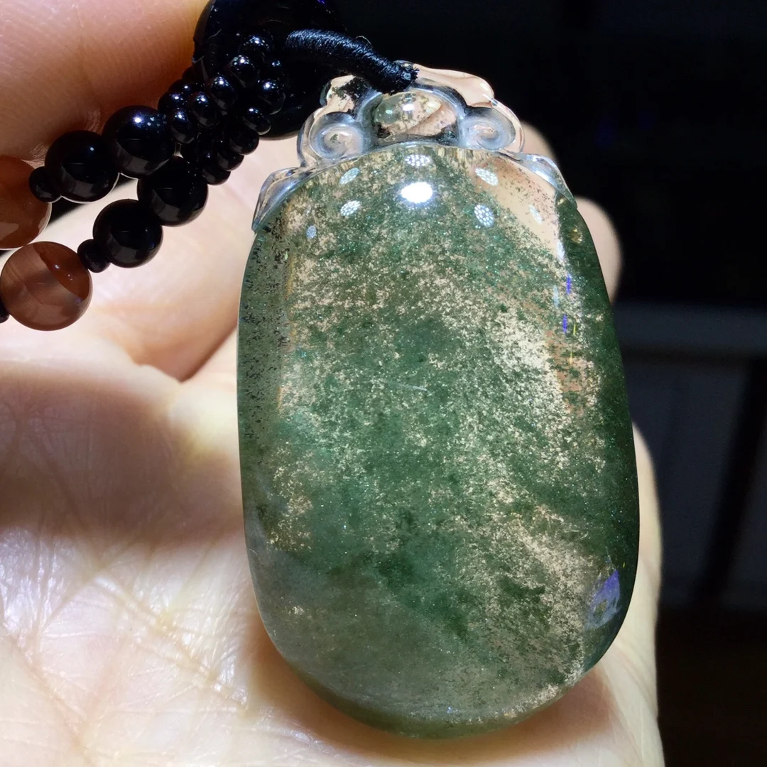 

Natural Green Phantom Quartz Pendant Jewelry Women Men 42*24*15mm Water Drop Necklace Phantom Rare Garden AAAAAA