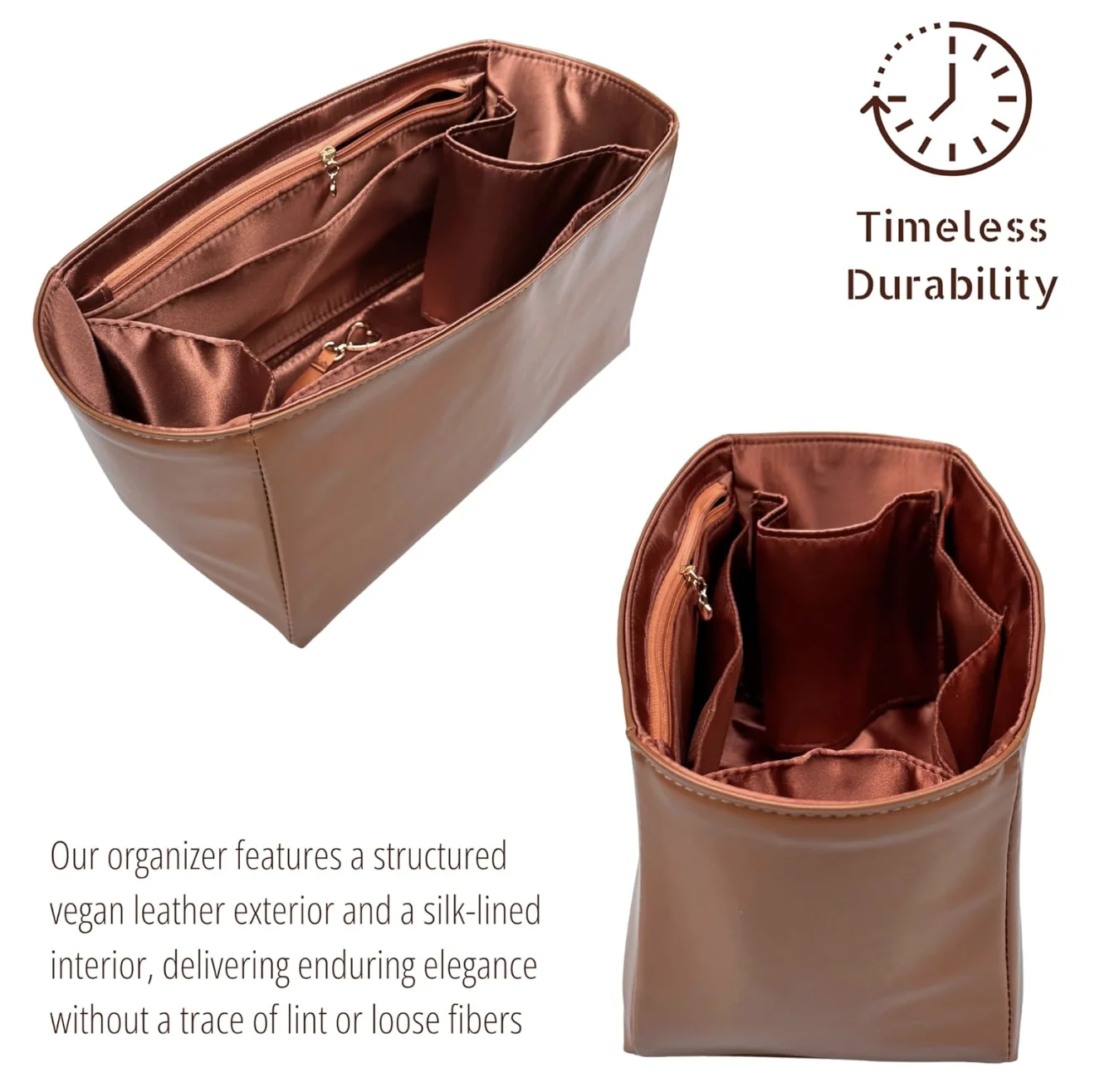 Satin Silk Lining Insert for Cabas Phantom Small/Medium, Waterproof Vegan Leather, Tote Bag Purse Organizer with Zipper Pocket