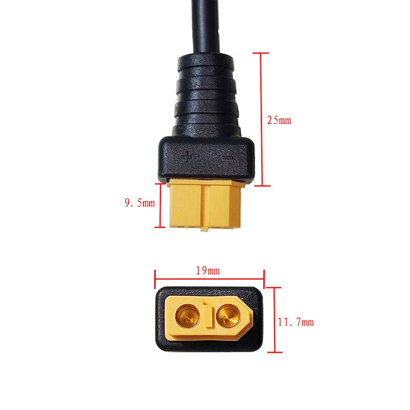 12V/24V Lithium Battery/LED Light Power Cable Female XT60 to DC5525 1.5 Square DC Power Cord for Electric Vehicles UAV Scooter