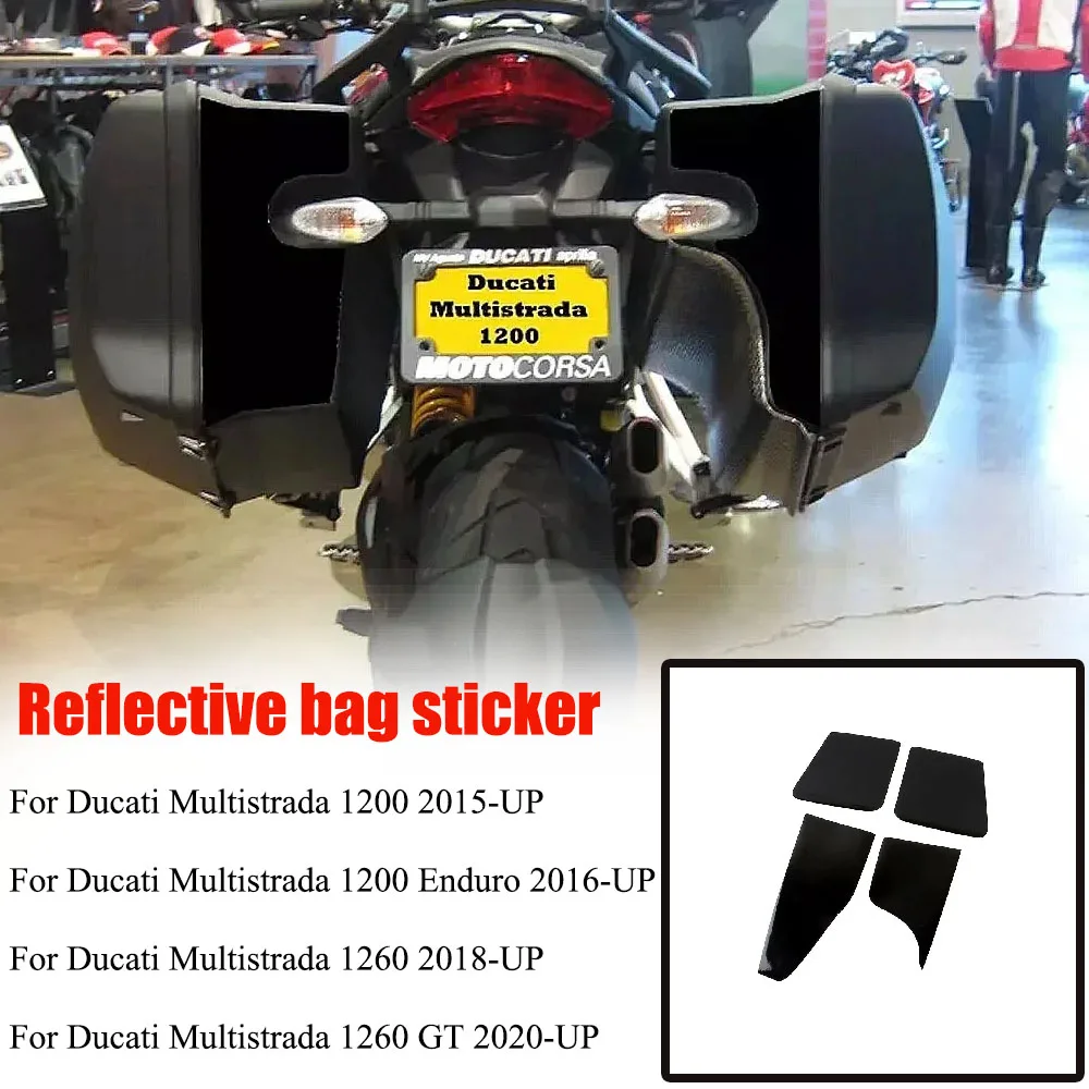 

NEW Black For Ducati Multistrada 1200 2015-UP Motorcycle4 PIC OF REAR Hardbag Reflective Decal Premium Thick Reflective Vinyl