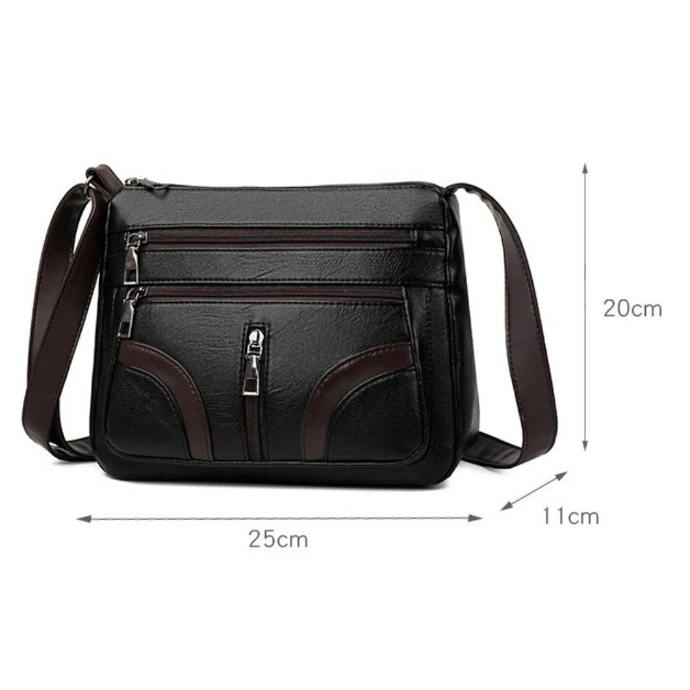 New PU Leather Shoulder Bag Large Capacity Multi-layer Tote Bag Vintage Waterproof Crossbody Bag For Women Daily view 6