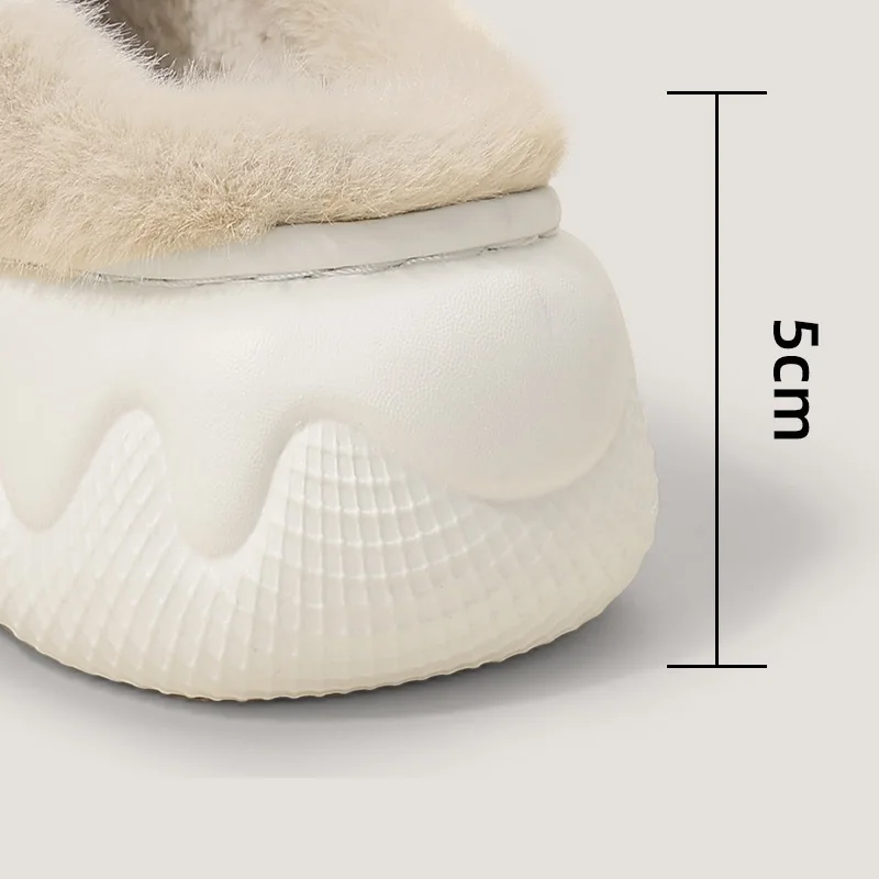 Closed Back Rabbit High Heel Slippers Women Platform Warm Fluffy Mules Woman Bunny Bow Furry Slipper New Elevator Shoe Pantuflas