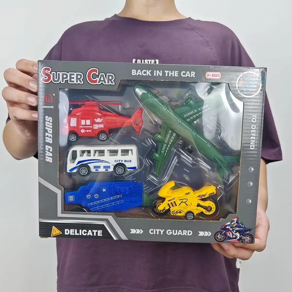 Children's engineering vehicle, airplane, helicopter, motorcycle, urban engineering team's inertia toy car, children's toy car