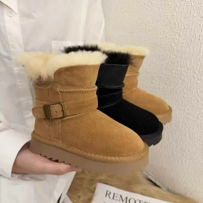 Kids Suede Snow Boots 2026 Warm High Top Winter Boots for Boys Girls Fur Lined Cotton Shoes Unisex Children