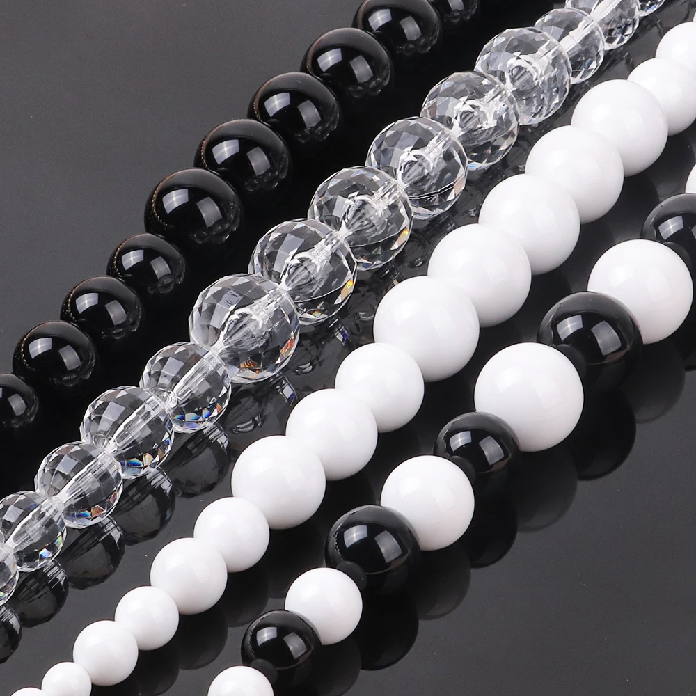 FishSheep Statement Big White Black Acrylic Ball Choker Necklace for Women Large Oversized Clear Beads Collar Necklace Jewelry