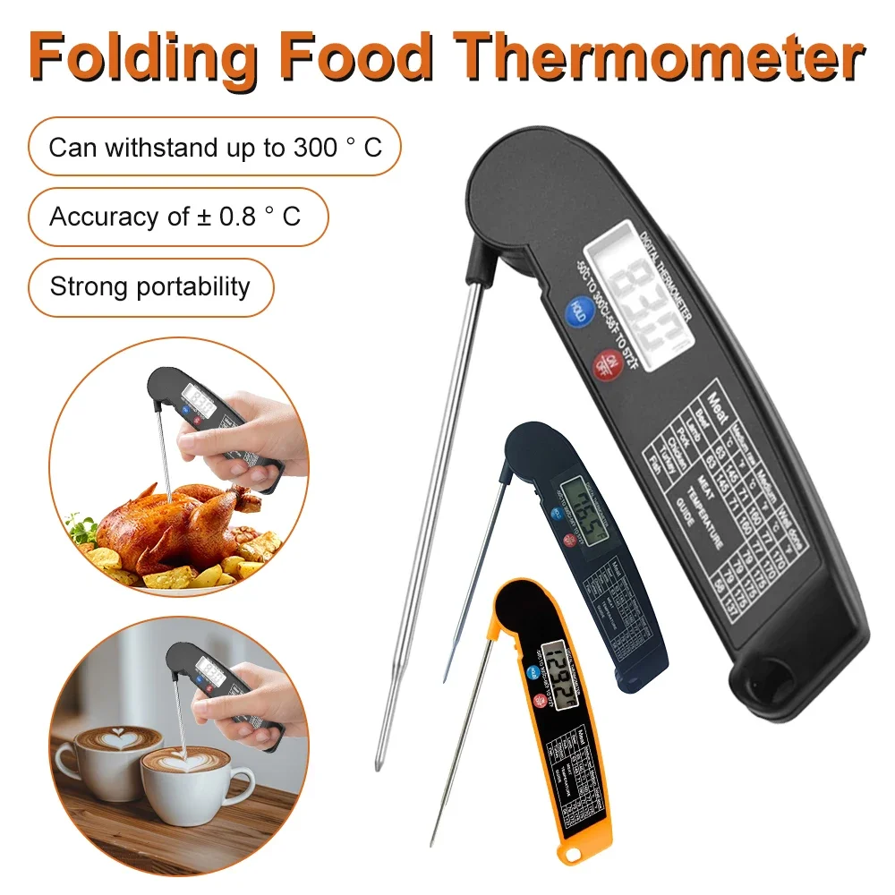 Folding Food Thermometer Kitchen BBQ Thermometer Water Oil Cooking Meat Food Thermometers Cake Candy Fry Grill Dinning Household