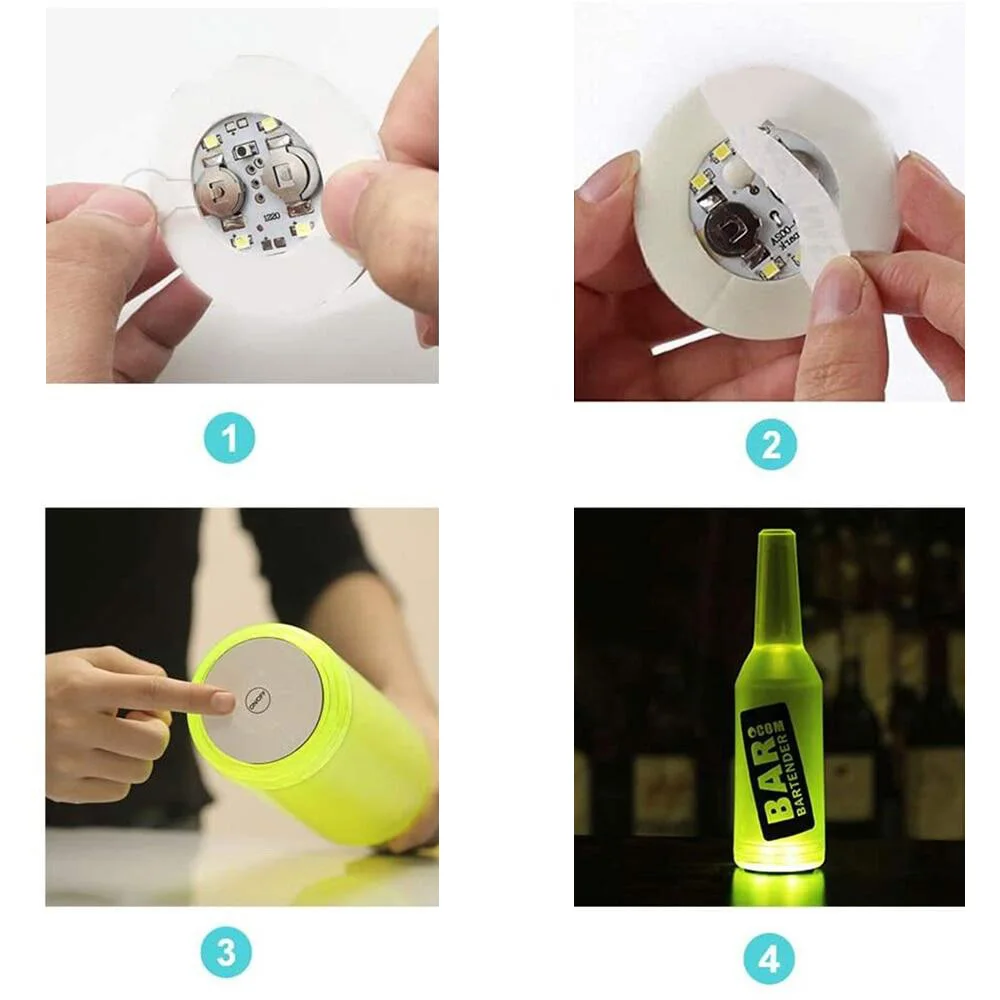 2pcs 4/6LED Luminous Coasters Light Up Glass Drinking Bottle Cup Mat for Parties Weddings Bar Christmas Home Pub