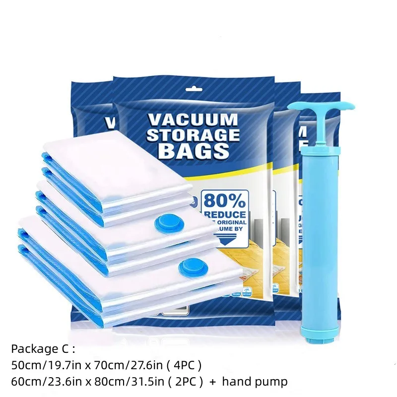 Vacuum Pump for Bags Transparent Folding Compressed Space Saving Vacuum Bag for Clothes Vacuum Storage Bags with Pump