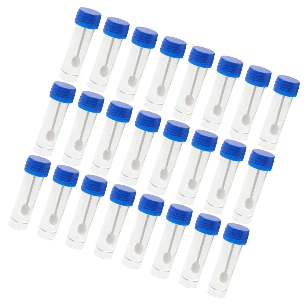 50Pcs Stool Sample Cups 25ml with Spoon Fecal Testing Containers Sampling Cups Plastic Recipients for Lab Hospital Use