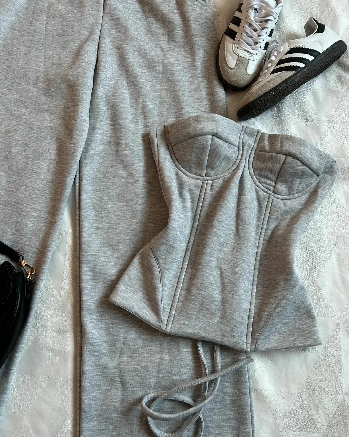 Y2K Herbst Winter Hosen Set Frauen Kleidung Harajuku Casual Jogginghose Goth Sexy Schlank Rohr Tops Hellgrau Zwei Stück Set Outfits