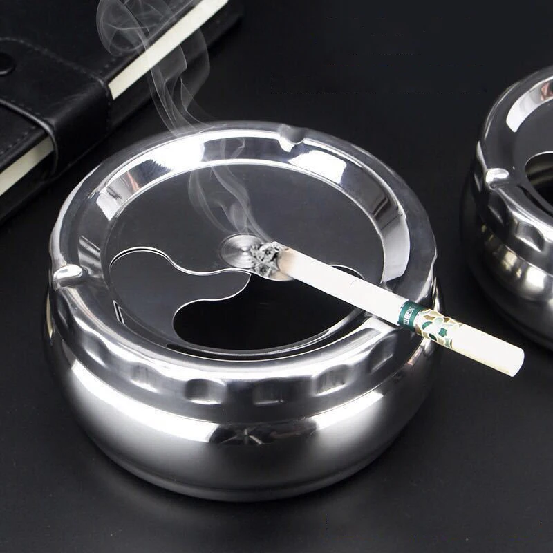 Stainless Steel Ashtray: Windproof Lid Rust Proof Design 3 Sizes Home Office Outdoor Patio