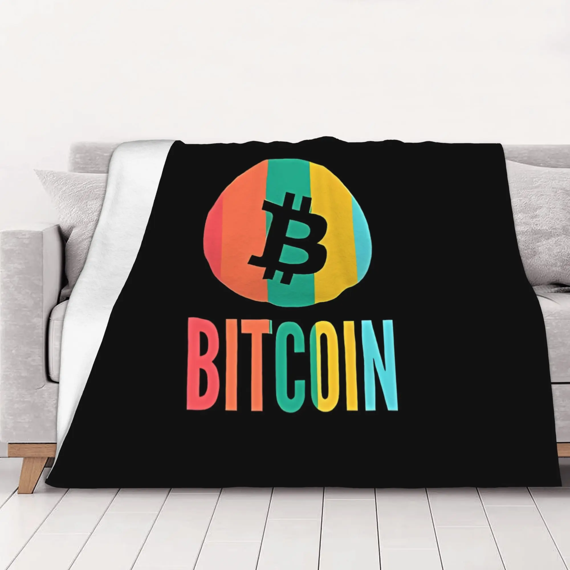 1PC Bitcoin BTC Crypto Pastel Colors Bitcoin home room decorations Winter Blankets for Adults Bedding Home Interior Sofa Knee