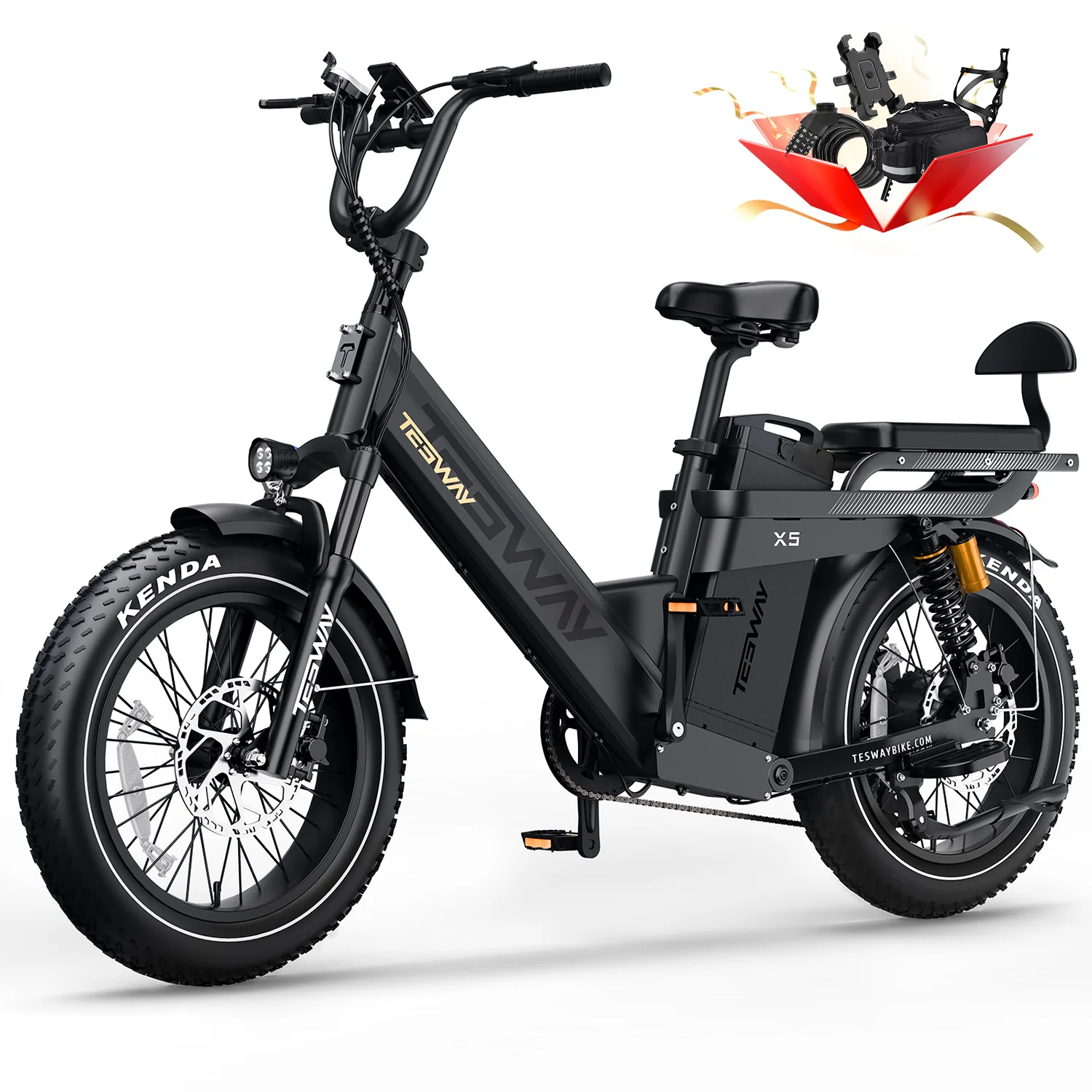 AliExpress NONE TESWAY X5 PRO E-Bicycle 2000W Motor 52V 60AH Battery 20-Fat Tire E-Mountain Bike 320KM Range City E-bike 60km/h Max Speed