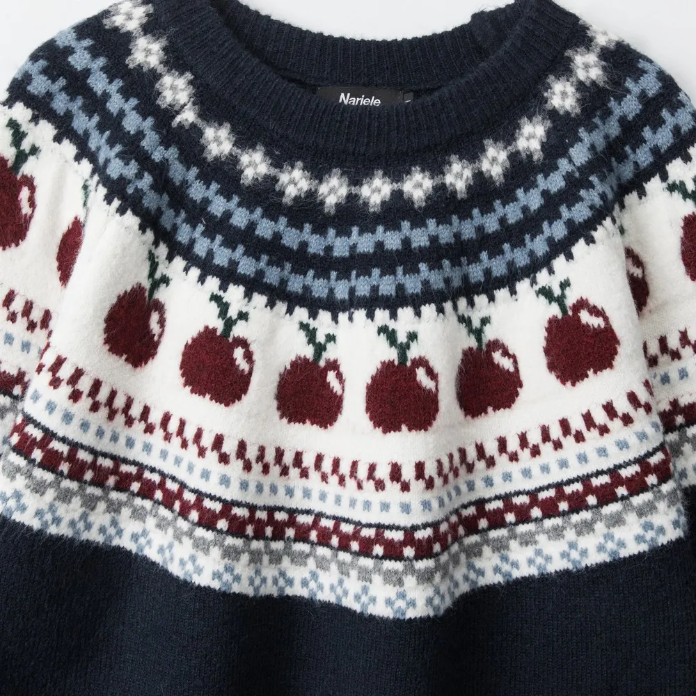 เสื้อสเวตเตอร์ไหมพรมสไตล์วินเทจเรโทรสีสันสดใส ดีไซน์น่ารักแบบคาวาอี้ เสื้อผ้าฤดูหนาวสำหรับผู้หญิงและเด็กผู้หญิง ทรงโอเวอร์ไซส์