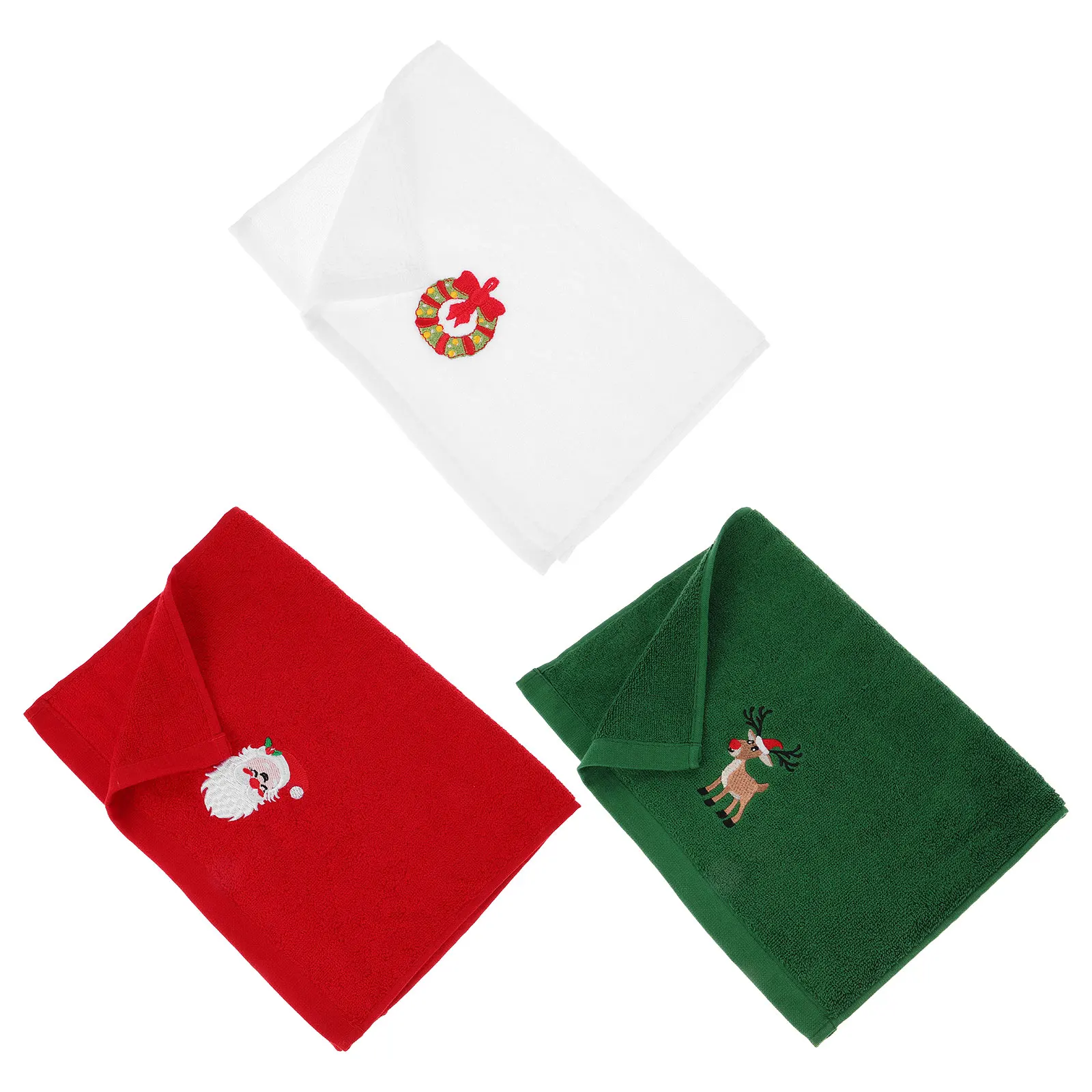 

3 Pcs Embroidery Towel Set Cotton H Towels Bathroom Christmas H Towels for Bathroom Kitchen Holiday Decor Santa Gifts