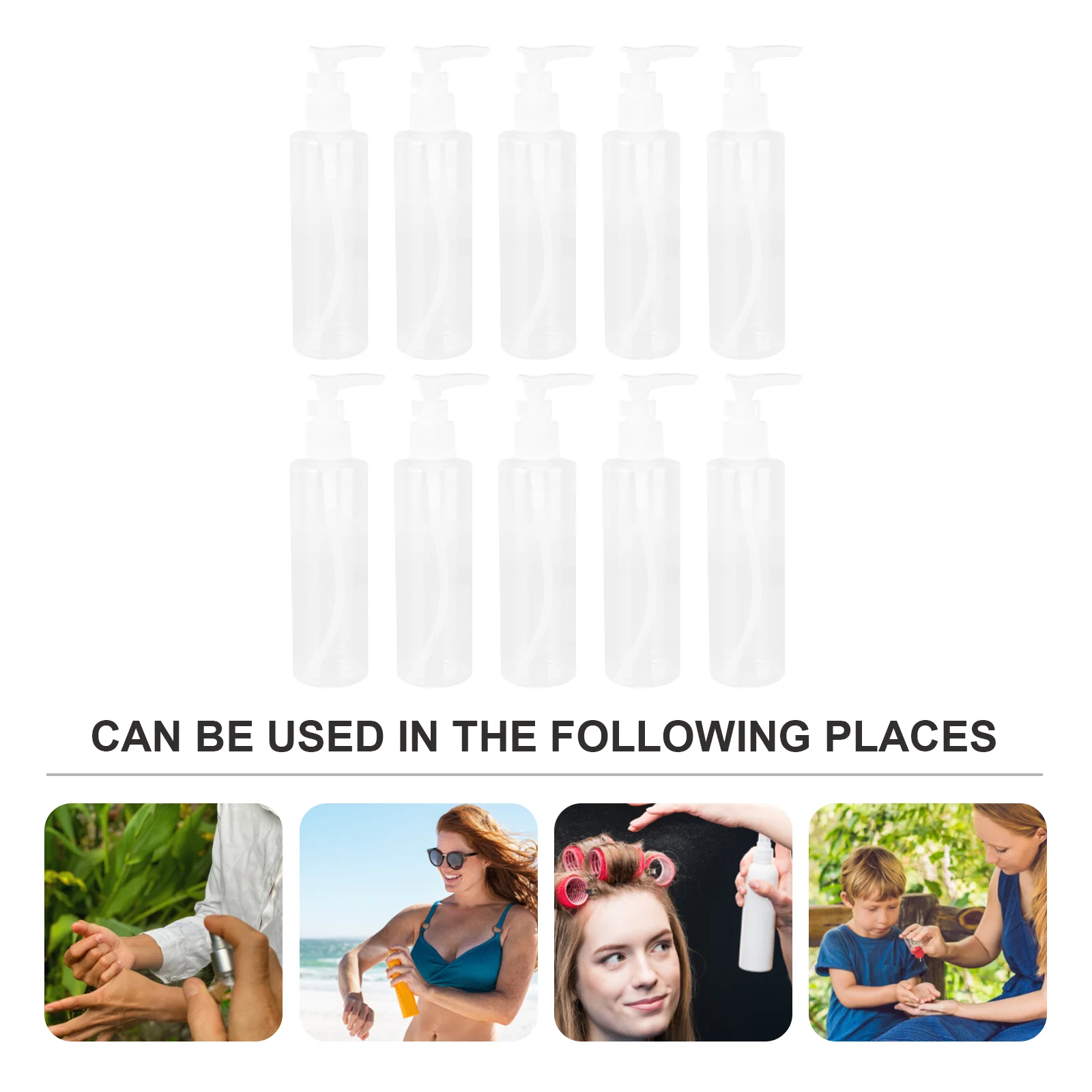 

10 Pcs Pump Bottles Dispensing Essential Oil Makeup Water Travel Toiletry Liquid Containers Refillable Transparent
